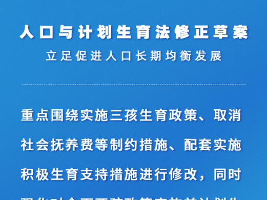 我国修改人口计生法拟明确实施三孩生育政策及配套支持措施